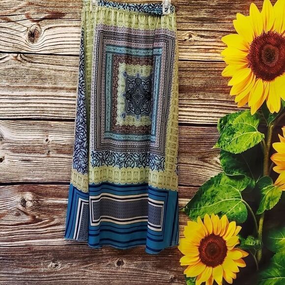 One World Boho silky multicolored maxi skirt - Picture 1 of 6
